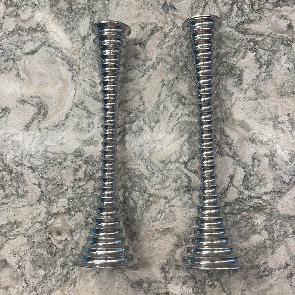 Silver Metal Spiral MCM Candlestick Rare Artsy Set